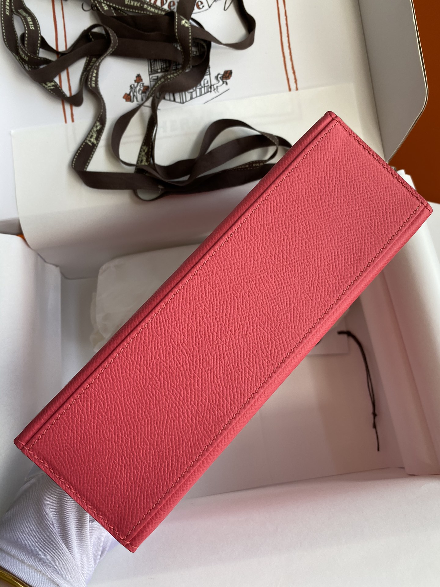 Hermes Mini Kelly Pochette 22cm Bag In Rose Red Epsom Leather